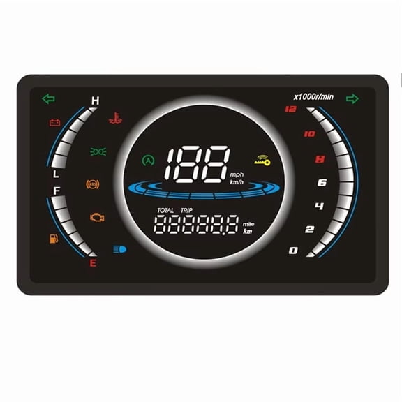 12V Universal Adjustable LED Digital Motorcycle Speedometer RPM Dashboard with Temperature Gear