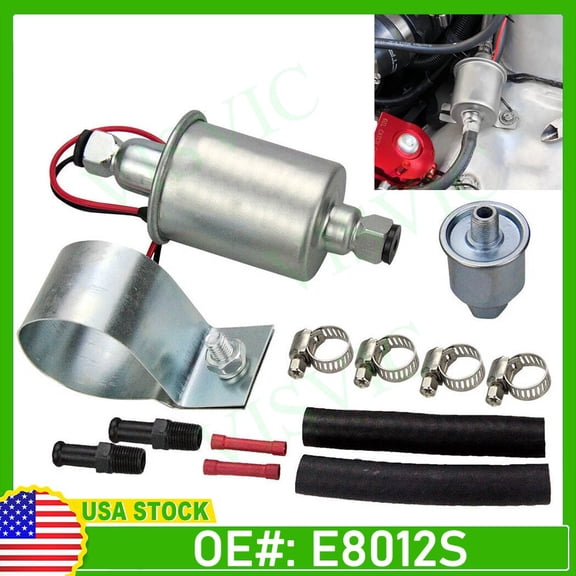 12V Universal Electric Fuel Pump Low Pressure 5-9 PSI Gas Diesel Inline E8012S