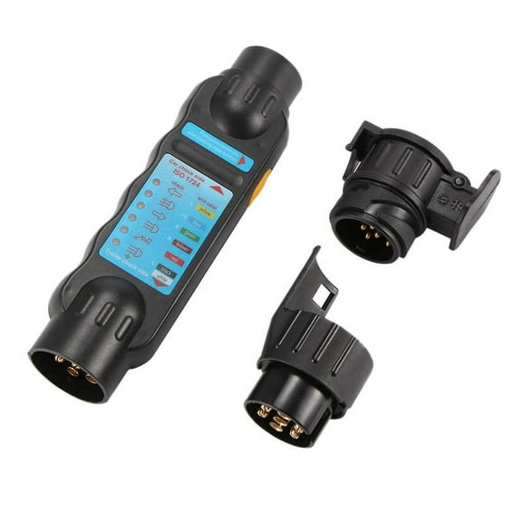 12V Vehicle Car Trailer Tester 7/13 Pin Towing Light Cable Circuit Plug Socket With 2 Adapters Electrical Diagnostic Tools,1 x Trailer Tester 2 x Adapter,black