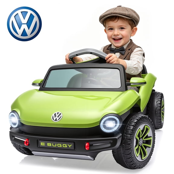 12V Volkswagen Beetle Kids Ride On Car with Parent Remote Control, Electric Toy Car with 4 Wheel Suspension, Bluetooth, USB, LED Headlights, Rear Storage, Electric Car for Toddlers Ages 3-5, Green