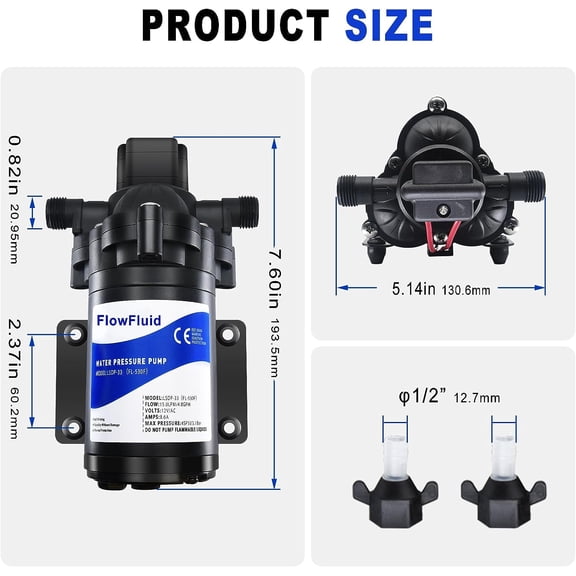 12V Water Pressure Booster Diaphragm Pump for RV,45PSI 4GPM Washdown Fresh Self Priming Electric Pump for Boats with Filter,Transfer On Demand Pump for Marine Yacht Garden Hose