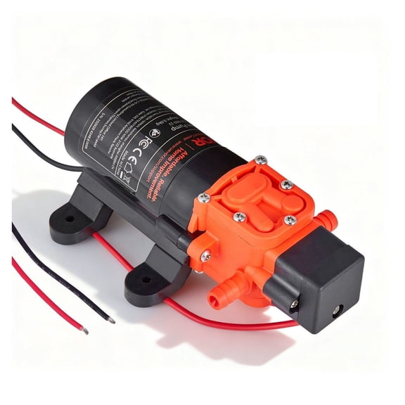 12V Water Pressure Pump 1.2 GPM 80 PSI - Self Priming Diaphragm Pump for RV Marine Garden Irrigation - with Hose Clamps & Quiet Operation