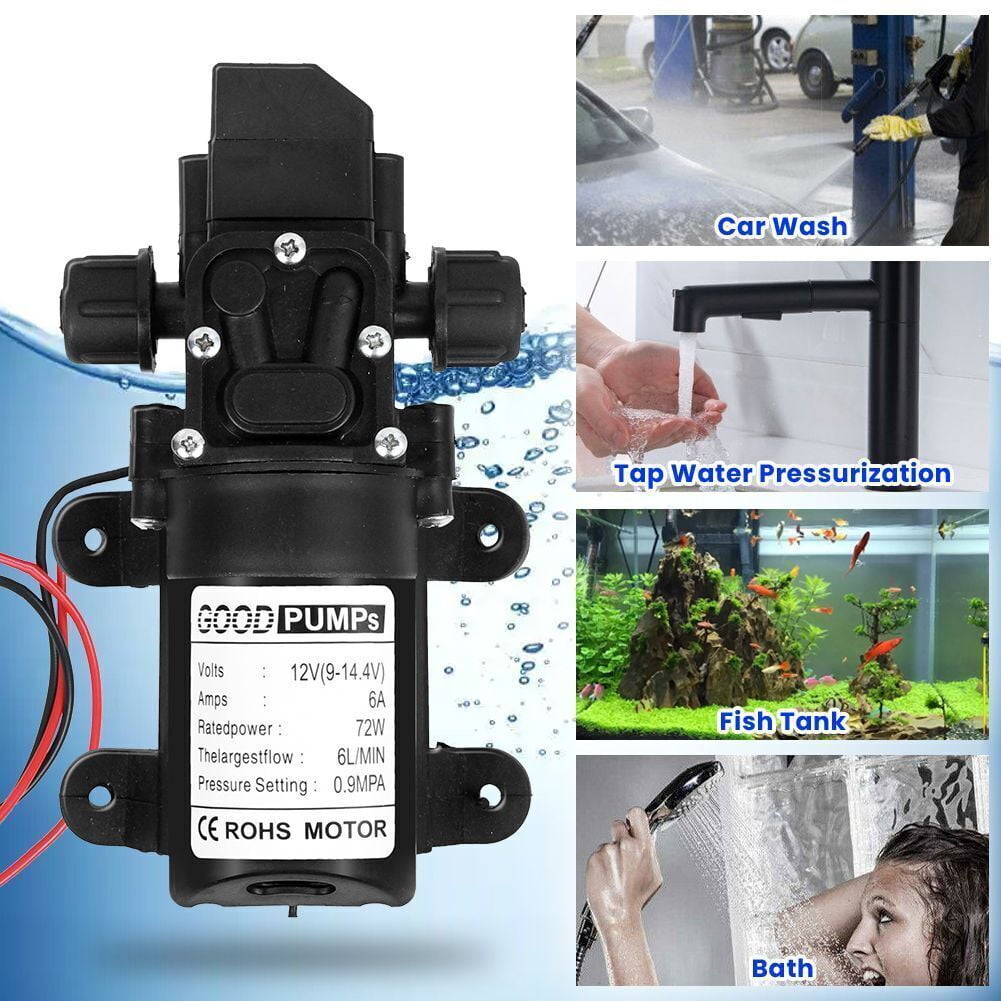 12V Water Pump 130PSI Self Priming Diaphragm High Pressure Automatic Switch  Double Thread 