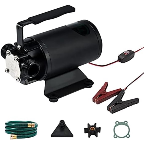 12V Water Transfer Pump 330GPH Self-Priming Pump, Portable Electric Utility Sump Pump with Suction Hose Attachment Black$$Tools & Hardware Other
