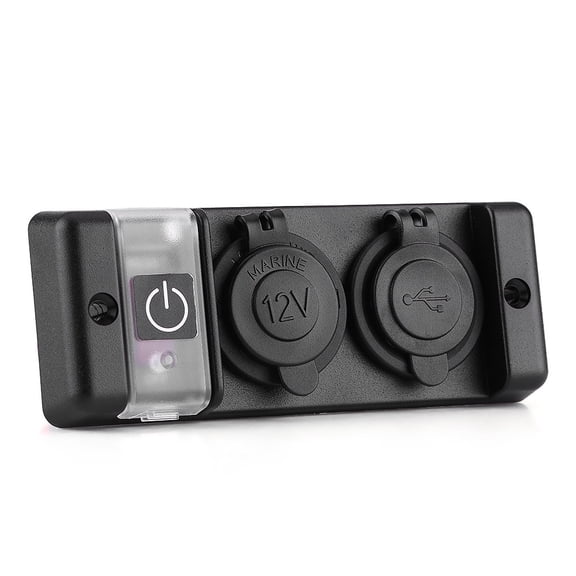 12V Waterproof Cigarette Lighter Dual USB Power Socket Switch Panel Red Indicator Light 3.1A Outlet Charger Adapter for Car RV Marine Boat (2 x 5.1 inches / 5.1 x 13 cm)