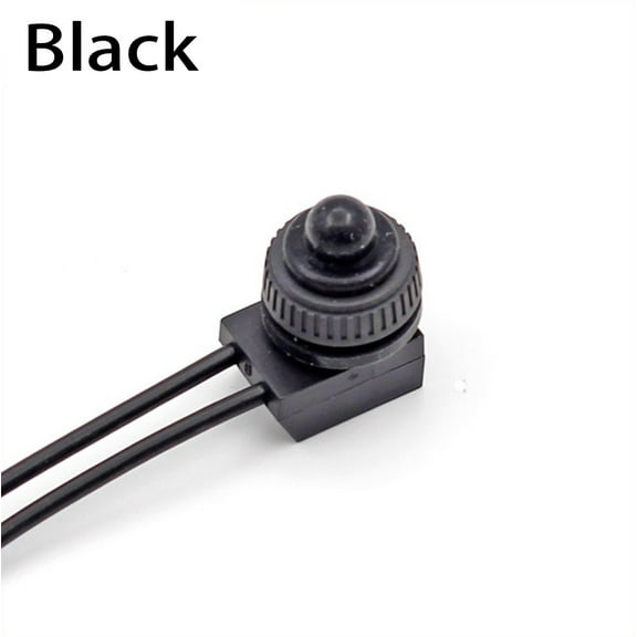 12V Waterproof Latching Push Button Switch - Self-Locking On-Off Switch with Red and Black Wire for Outdoor Lighting and Household Applications