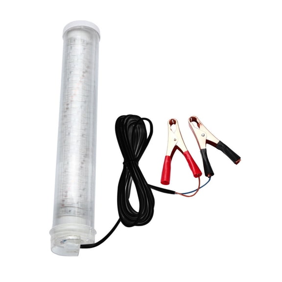 12V Waterproof Underwater LED Fishing Light Green Night Fish Attractor Lamp with Battery Clips & 5m Power Cable for Boat, Dock, Shoreline, Salt & Freshwater