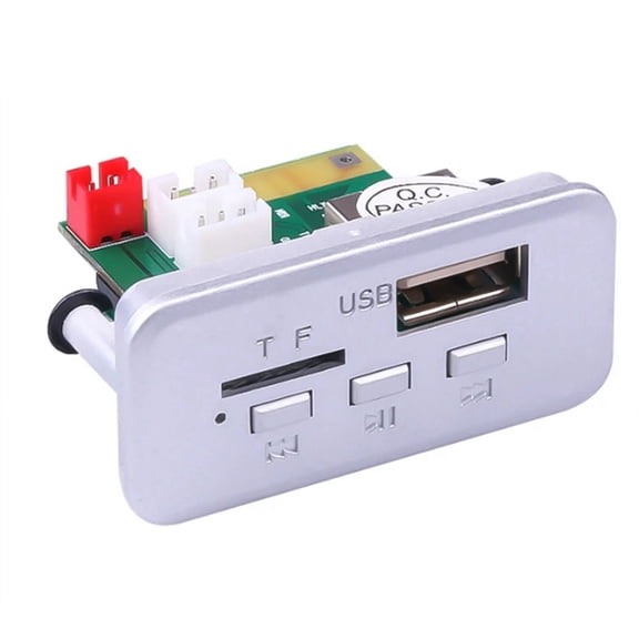 12V Wireless Bluetooth 5.0 DIY MP3 WMA WAV Decoder Board Car Audio USB TF FM Radio Handsfree Module MP3 Player(Silver)