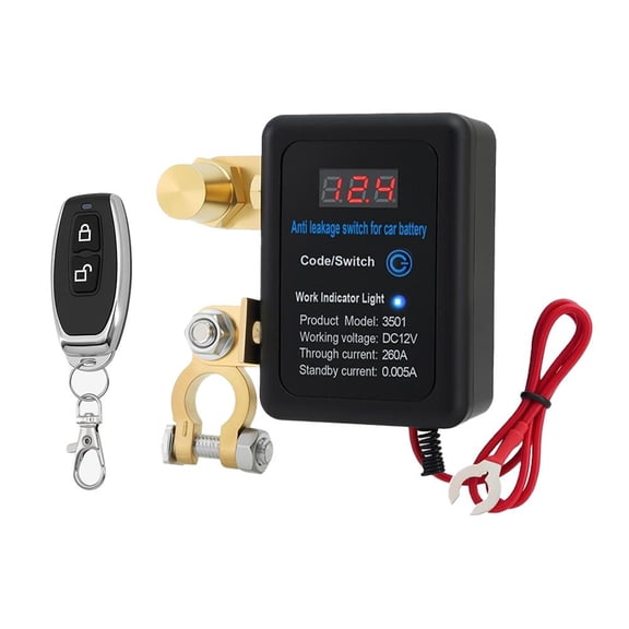 12V Wireless Remote Battery Disconnect Switch, 200A Automatic Kill Switch for Car, Truck & RV, Anti-Theft Battery Isolator with Master Power Cut-off, Prevents Battery Drain