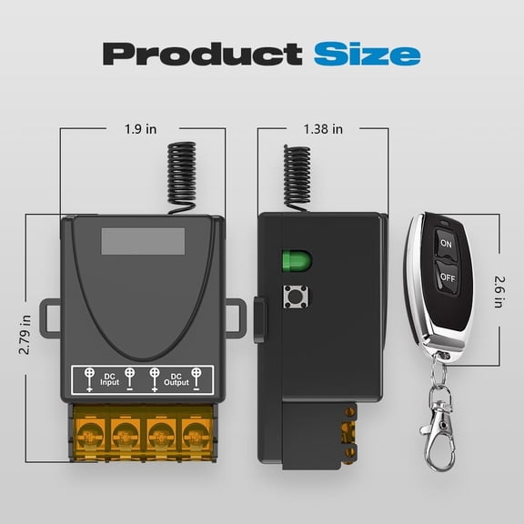 12V Wireless Remote Switch 30A Relay RF Control 328ft Long Range