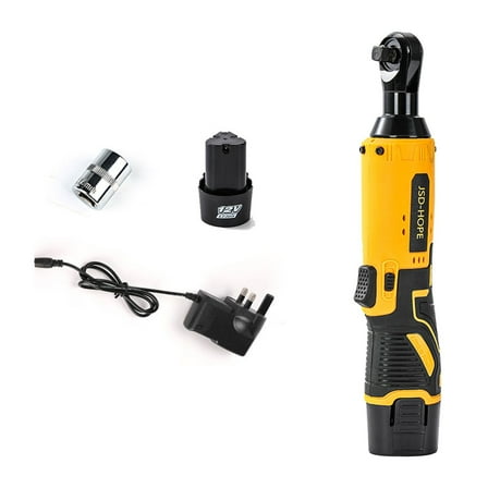 12V Yellow Cordless Ratchet Wrench, 90 Degree Right Angle Tool for Stage Truss Assembly