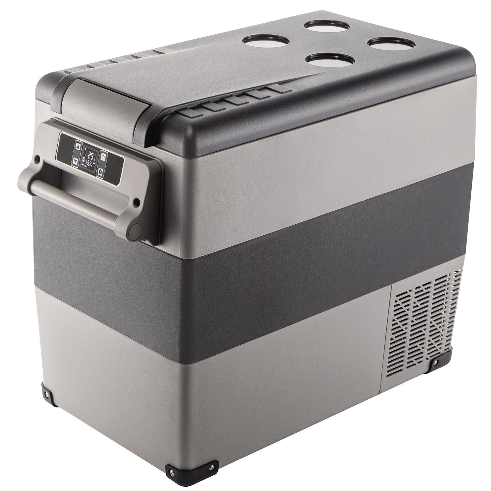 12V car refrigerator 58 quarts dual temperature zone, compressor refrigeration 12/24V DC 110-240V AC, dual-purpose car and home, truck RV camping