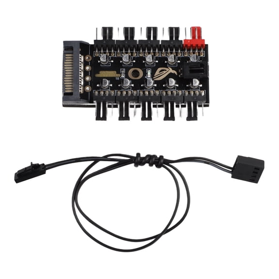 12V for PWM Fan Hub with 10 Output Ports for Expanding Fan Count Without Overloading Motherboard Headers (A)