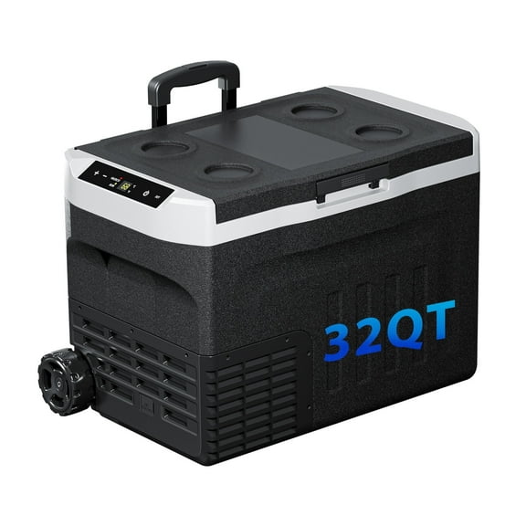 Dimedeal 12 Volt Car Refrigerator 32QT Portable Cooler -4℉-68℉, Compressor Fridge 12V/24V DC & 110-240V AC, Electric Cooler for Truck, RV, Camper, SUV, Travel, Camping & Road Trips