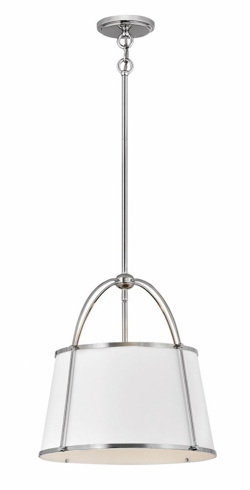 Clarke 16'' Transitional Drum Pendant in Polished Nickel