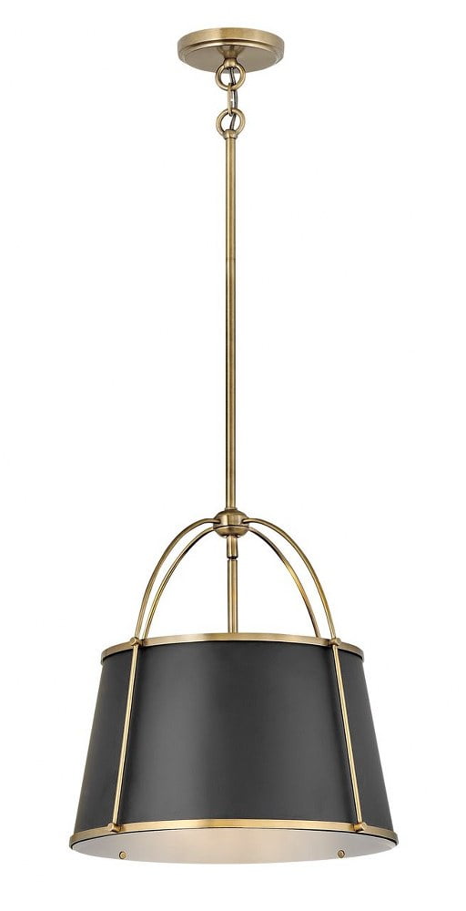 Elegant Warm Brass LED Drum Pendant with Adjustable Height
