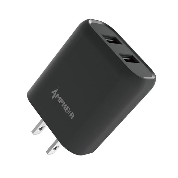 12W/2.4A Fast Charging Dual USB Port Home Travel Wall Charger for OnePlus 10 Pro - Black