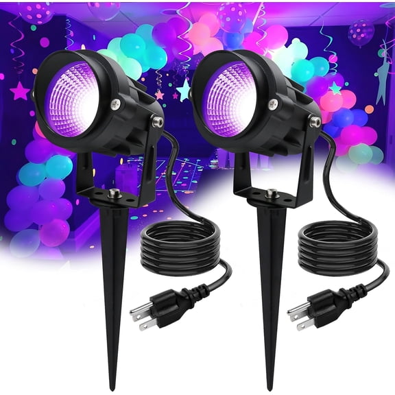 12W Black Lights for Party,Purple Landscape Spot Lighting for Yard Garden Poster Bar Decoration,2Pack