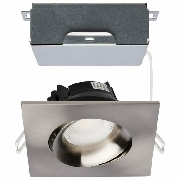 12W CCT Selectable LED Square Gimbaled Direct Wire Downlight with Remote Driver-Brushed Nickel Finish