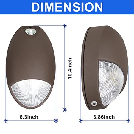 12W Oval LED Emergency Wall Pack Light with Battery Backup, Photocell and Self-Test Function, 5000K Outdoor Emergency Light, UL-94V-0 fire-Resistant, 100-277VAC, IP65 Waterproof- UL Listed (1 Pack)