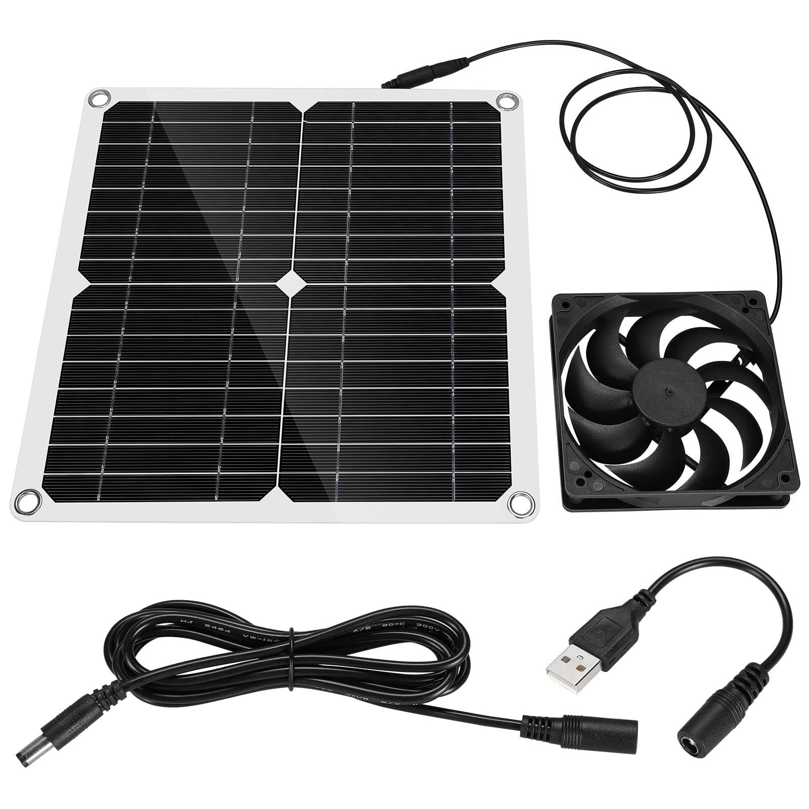 12W Solar Panel Exhaust Fan Outdoor Cooling Portable 12V Mini Ventilator for Greenhouse Camping Chicken House Pet House USB Solar Panel