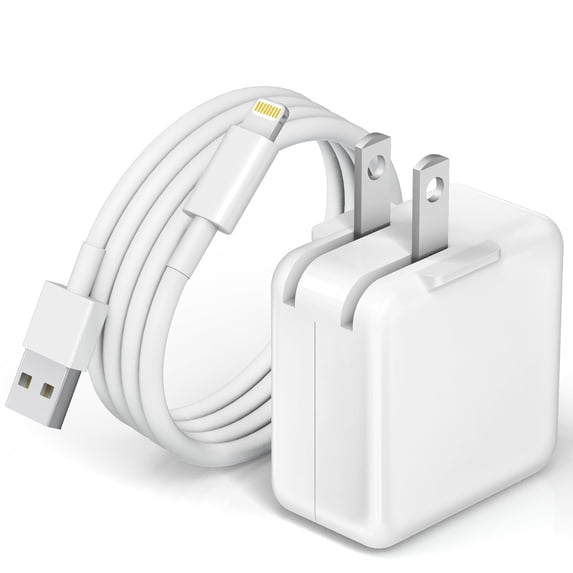 JUCDEKE 12W White USB Wall Charger with Foldable Portable Travel Plug and Charging Cable
