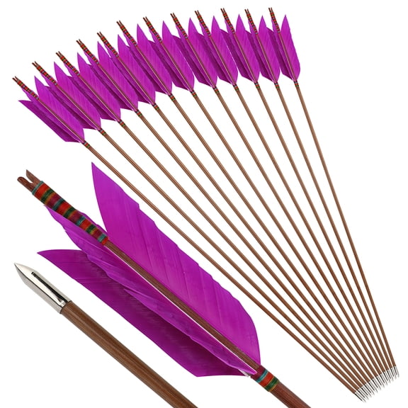 12X 33" Bamboo Arrows 4'' Turkey Feathers Archery Longbow Recurve Bow Hunting Target