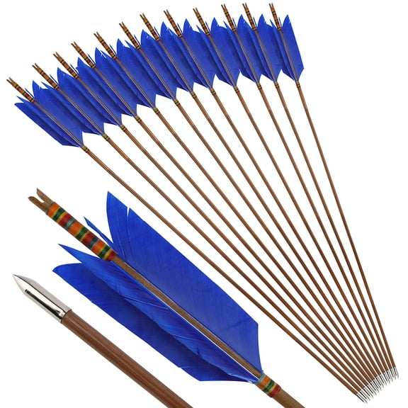 12X 33" Bamboo Arrows 4'' Turkey Feathers Archery Longbow Recurve Bow Hunting Target