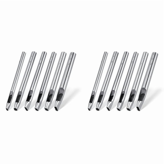 12X 6 Sizes Oval Hole Punch for Leather 6mm-10mm Hollow Leather Crafting Hand Punching Tool Kit for Leather Crafting