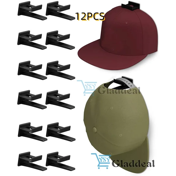 12X Baseball Cap Hat Rack Wall Door Hanger Storage Organizer Hooks Self-Adhesive