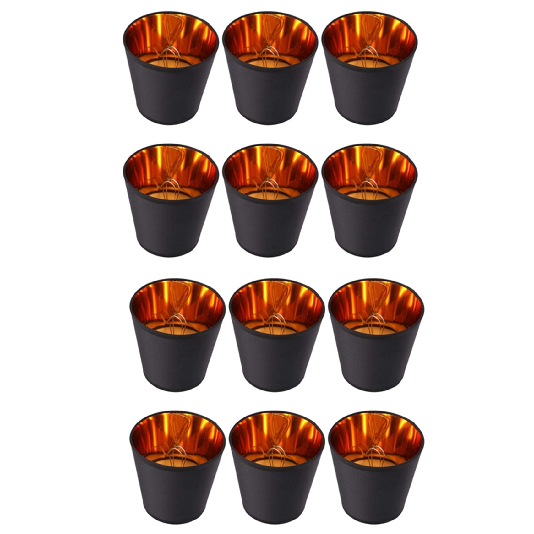 12X Black Lamp Shades with Gold Lining Clip on Light Shades Candle Chandelier Lampshades