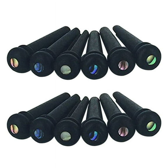 12X Ebony Guitar Bridge Pins,Ebony End Pin,Endpin,Abanlone Dot for Acoustic Guitar Parts Replacement (Black)