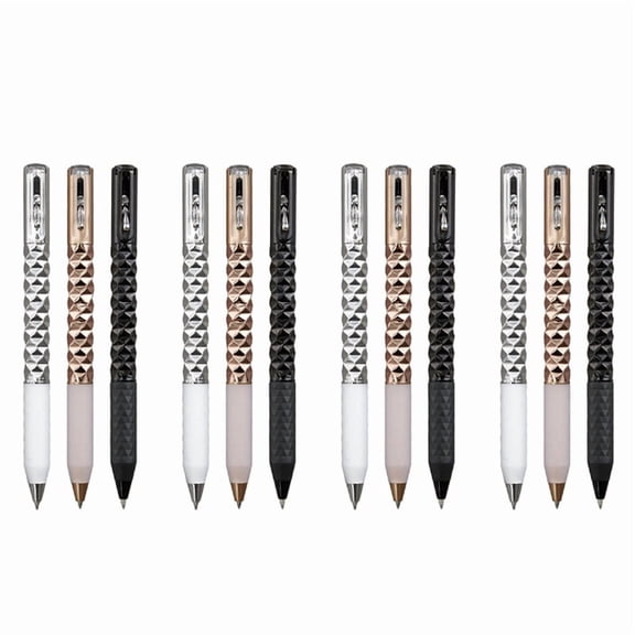 12X Geometric Metal Crinkle Pen Fidget, Stress Relief Metal Shape Shifting Switchpen, 0.5mm Gel Pen, Multicolor