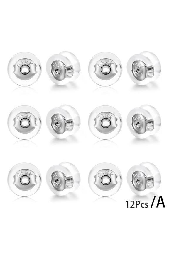 12X Locking Secure Earring Backs For Studs, Silicone Silver Earring Gold N6B5