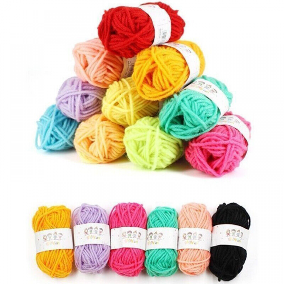 12X Mixed Yarn Wool Job Lot Knitting Crochet Squares Pompom Crafts Toys Bundles