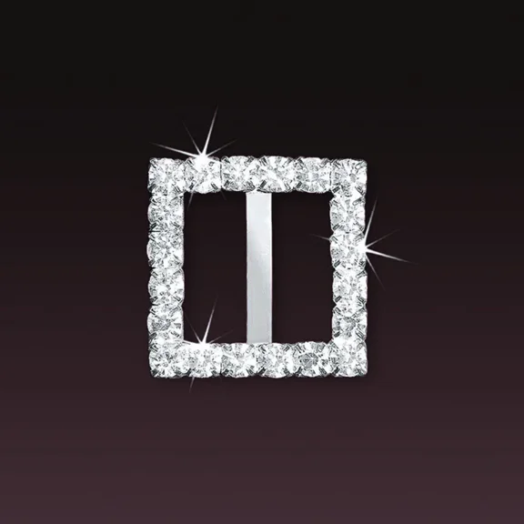 12X Rhinestone Buckle Sliders 15Mm Square 3/8" Bar For Ribbon Wedding Crafts