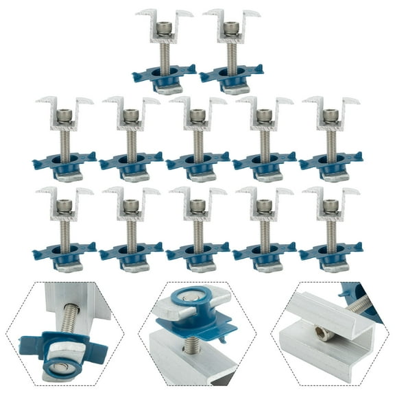 12X Solar Panel Bracket Clamps Module Clamp Solar Panel Holder For Mounting Rail