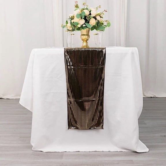 12X108 In Black Polyester Table Runner Gold Mirror Foil Party Events Decorations