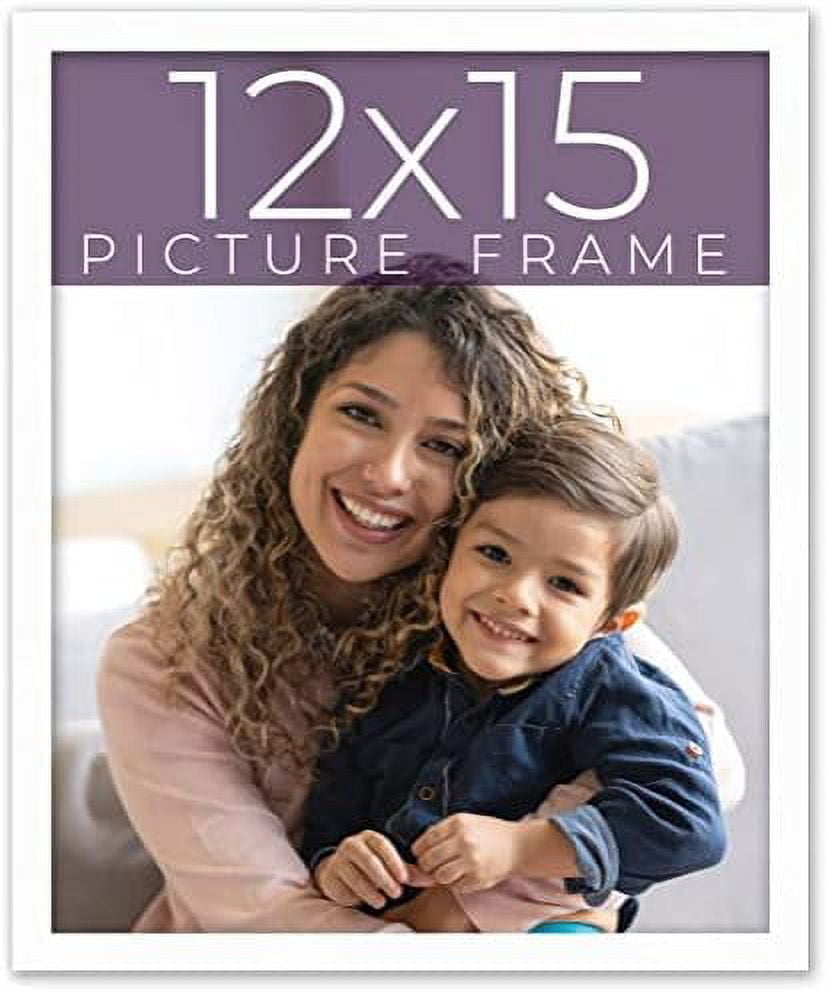 12X15 Frame White Real Wood Picture Frame Width 0.75 Inches Interior