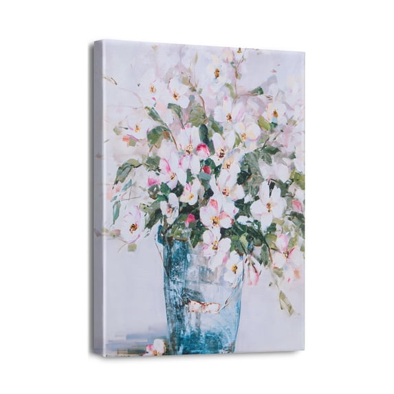 12X16inch Framed Artwork Abstract Floral Watercolor Painting, Pink Flower Canvas Wall Art for Office, Kitchen, Bedroom, Living Room, Bathroom, Nursery – Gorgeous Home Decor