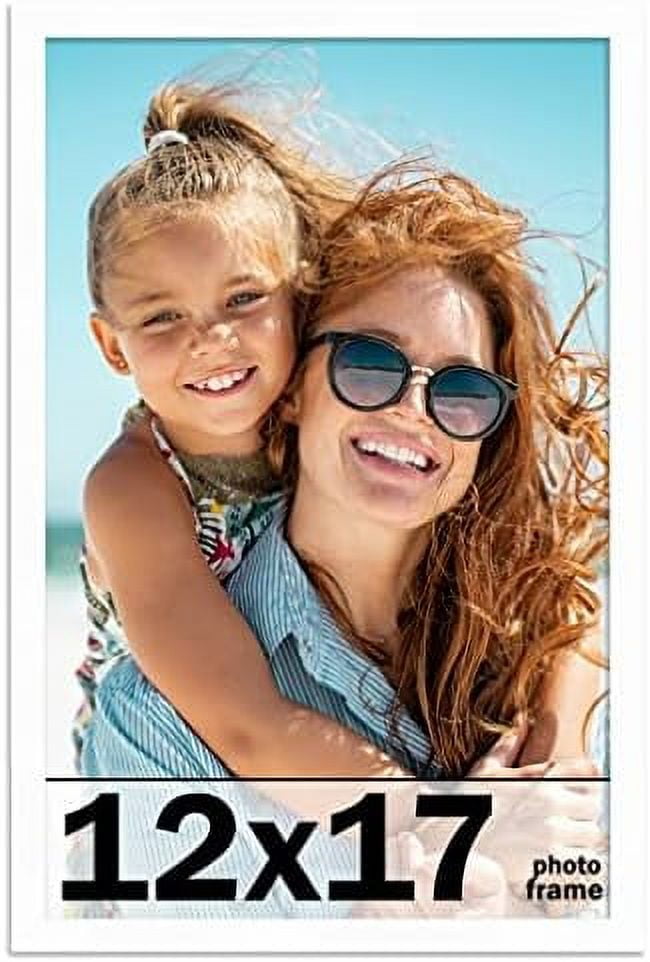 12X17 Frame White Solid Wood Picture Frame Includes UV Shatter Guard