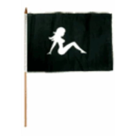 12X18 12"X18" The Mudflap Lady Stick Flag Wood Staff 100D