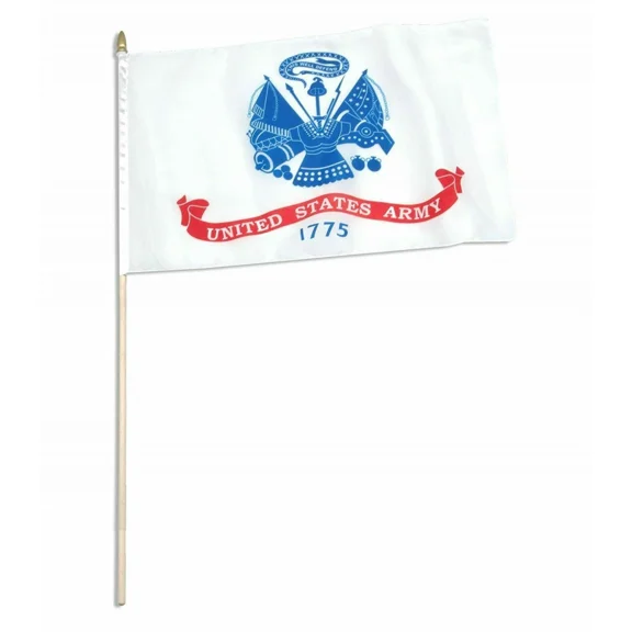 12X18 12"X18" U.S. Army White Stick Flag Wood Staff (30 Inch Staff)