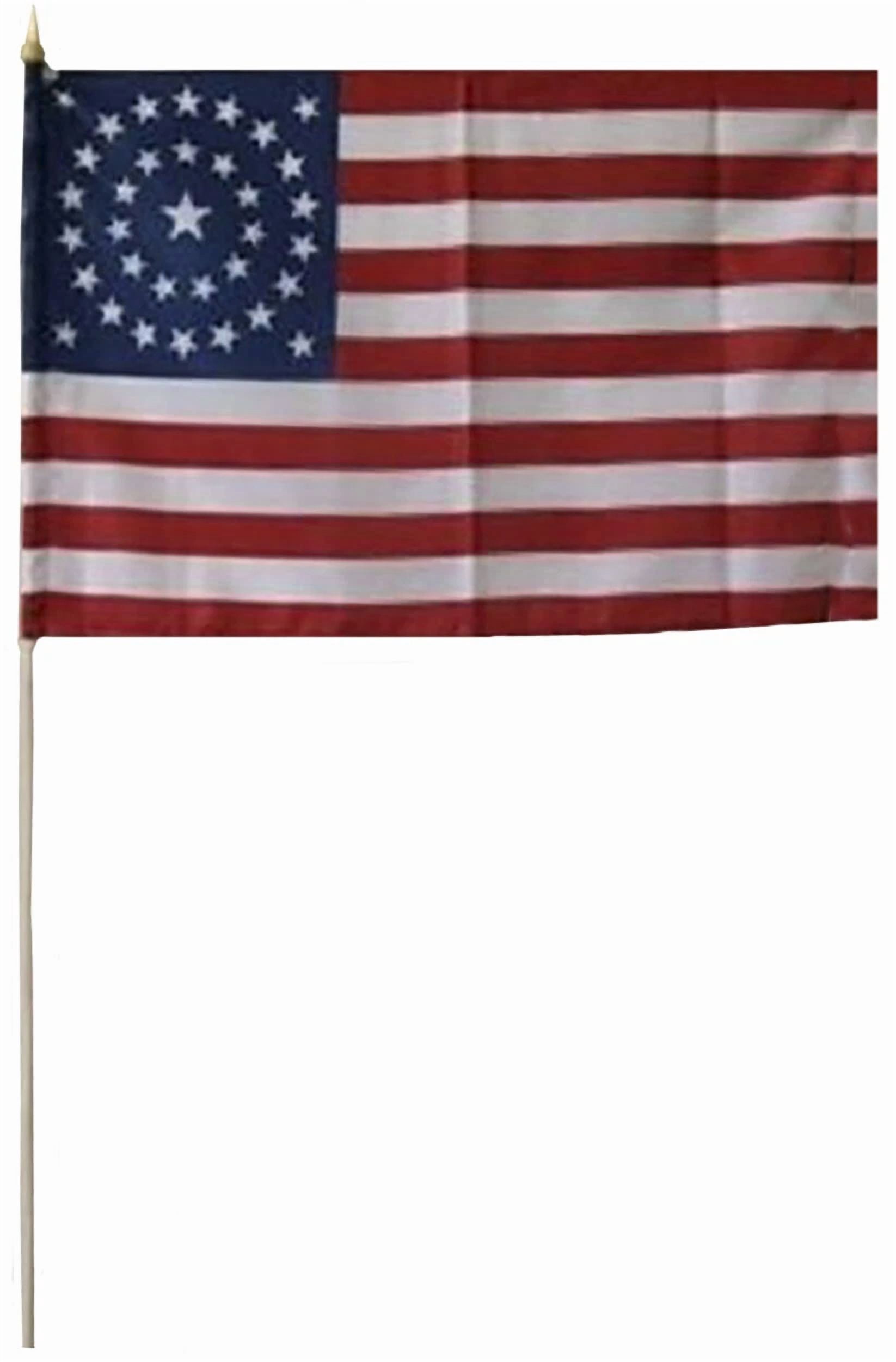 12X18 12"X18" Usa American 34 Star Stars Circular Stick Flag Wood Staff