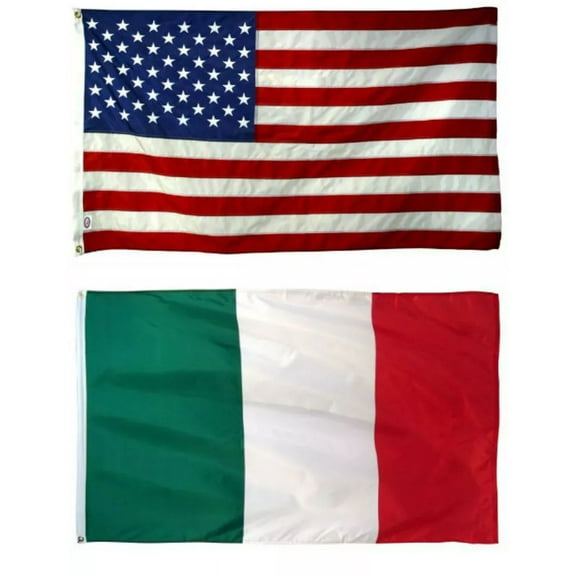 12X18 12"X18" Wholesale Combo Usa American & Italy Italian Flag Grommets