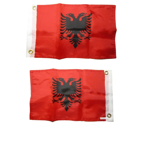 12X18 Albania Country 2Ply Double Sided 12"X18" Flag Grommets 100D