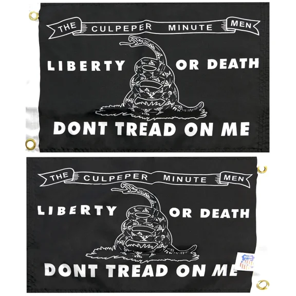 12X18 Culpeper Minutemen Dtom Black 12"X18" 100D Poly Nylon Double Sided Flag