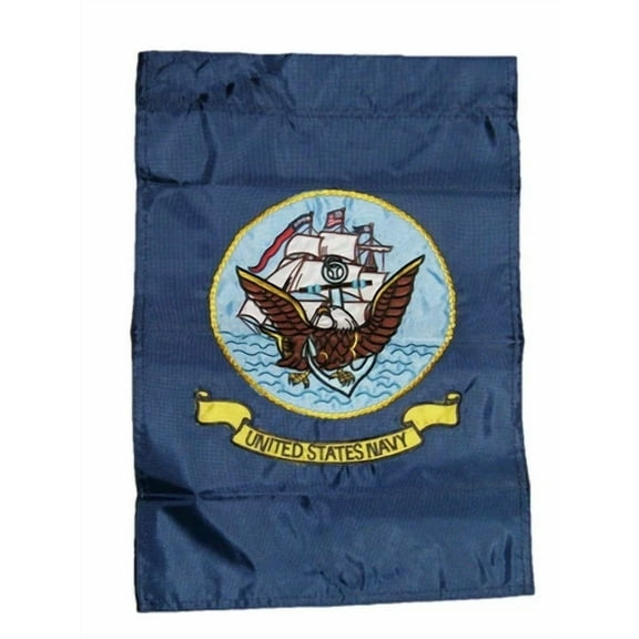 12X18 Embroidered U.S. Navy Ship Emblem Nylon Sleeved Garden Flag 12"X18"
