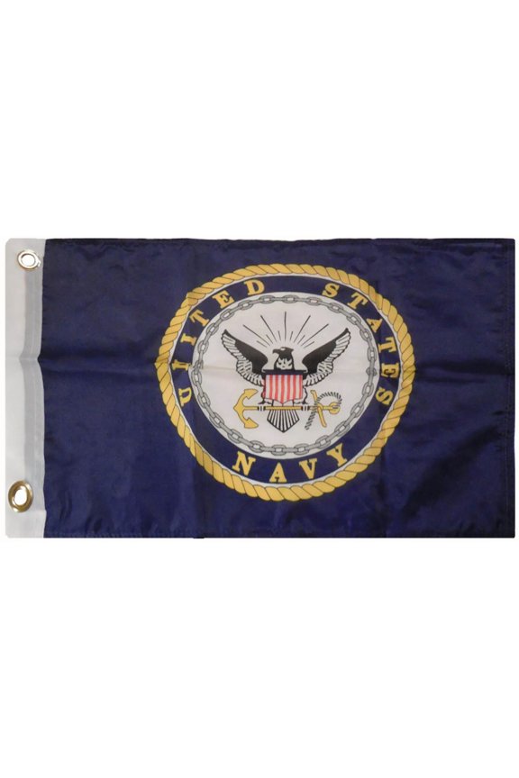 12X18 Us Navy Emblem Super Polyester Grommets Boat Car Flag 100D
