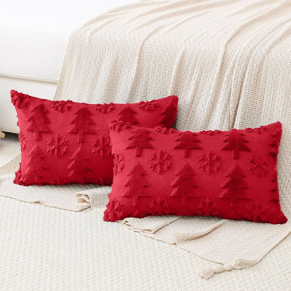 12X20 IN Christmas Pillow Covers Throw Christmas Tree Snowflake Pillowcase Pillow Cases Soft Couch Cushion Case For Chair Sofa Living Room Christmas Decor